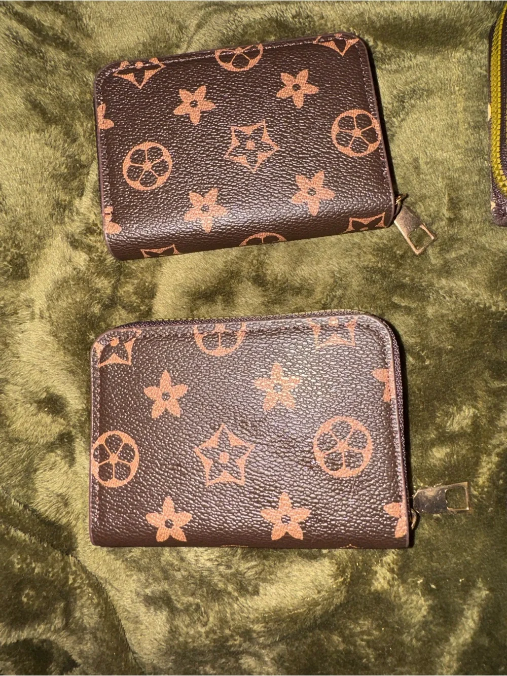 Luxury-Inspired Brown Monogram Zip Card Holder - Women's Key & Card Organizer
